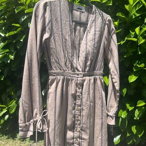 Light brown and grey, long sleeve mini dress, size S, never worn